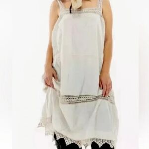 Magnolia Pearl Ivory Handmade Lace Trim Slip Dress Feminine Lux Minalist Boho OS